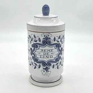 MARI E C DERUTA 606 Vintage Large Hand-Painted Pottery Apothecary Seed Jar Italy
